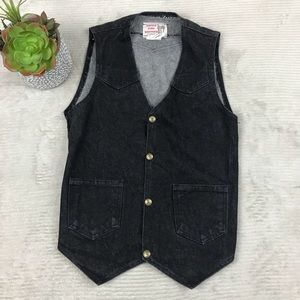 Saddle King Western Vintage Black Denim Vest